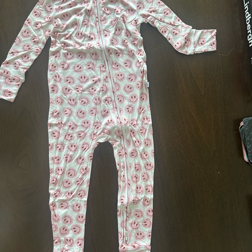 Soft Pink Smiley One-Piece for Kids - Zip Front